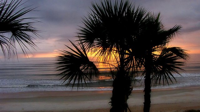 The sun rises over Ormond Beach